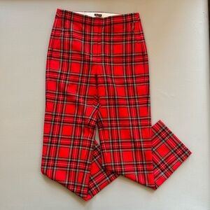 NWT J Crew Kate red plaid wool blend pant sz 4 30.5” inseam w/pockets
